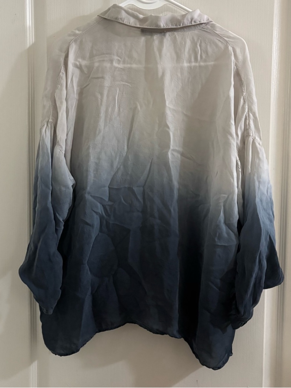 Maven West White to Navy Blue Ombre Button-Down Shirt - Picture 4 of 4